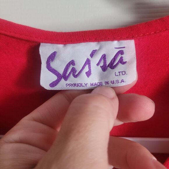 Sas'sa Western Fringe Top Womens Size Medium Red Beaded Concho's Cowgirl Vintage - Picture 7 of 9